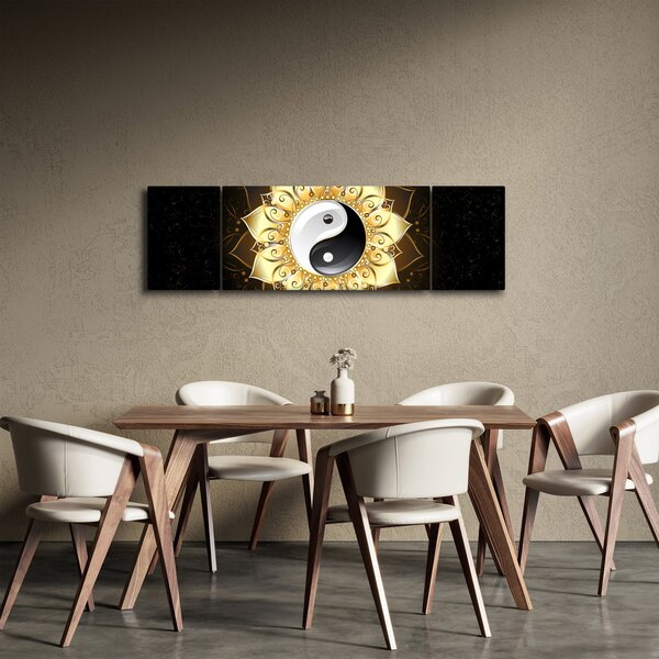Obraz - Zlatý Yin-Yang (170x50 cm)