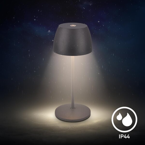 BRILONER Serina Mini LED stolní lampička bezdrátová IP44, stmívatelné, s nabíjecí základnou, antracit 7504015