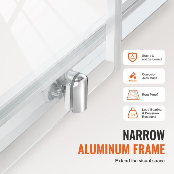 Polorámové sprchové dveře 57,7–59" x 70" SGCC tvrzené sklo 1/4" chrom
