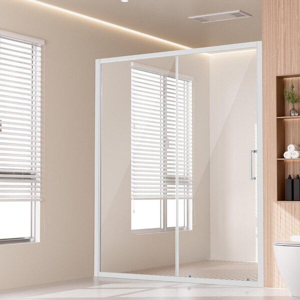 Polorámové sprchové dveře 57,7–59" x 70" SGCC tvrzené sklo 1/4" chrom