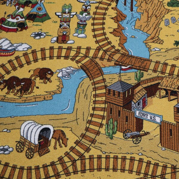 AladinWorld Expres, Dětský kusový koberec Western kruh, 200x200 (průměr) kruh, vícebarevná, dětský pokoj