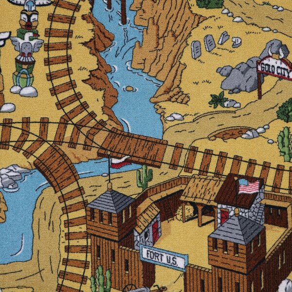 AladinWorld Expres, Dětský kusový koberec Western kruh, 200x200 (průměr) kruh, vícebarevná, dětský pokoj