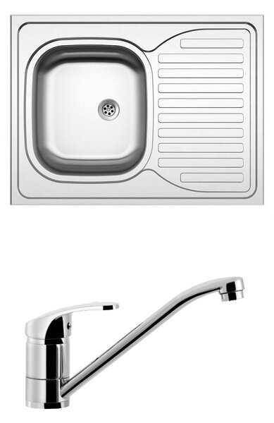 SET SINKS 800 nerezový dřez + baterie, mat/chrom