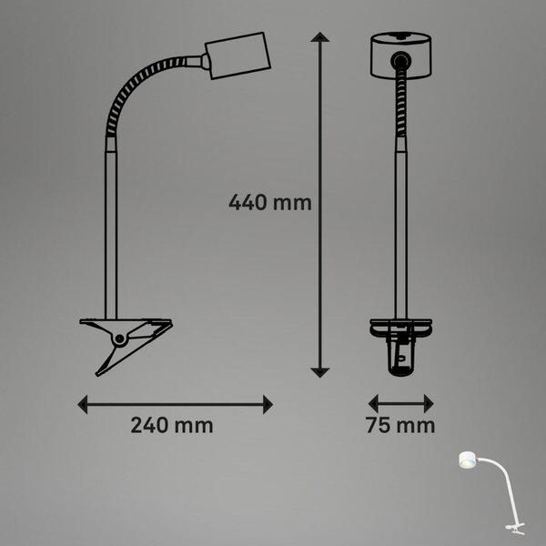 BRILONER Tari LED lampička na psací stůl, stmívatelné, magnetická hlava, bílé 2499016