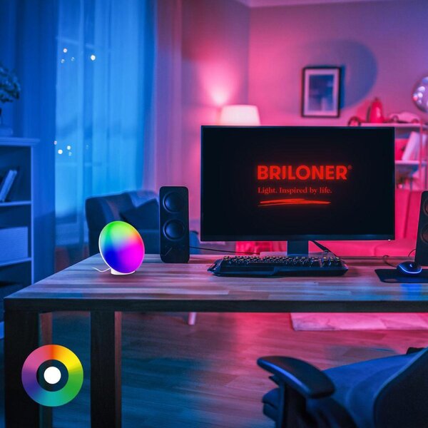 BRILONER Tara stolní lampička - 6W, 240lm, stmívatelné, LED, dálkový ovladač, RGBIC, CCT, bílá 7665016