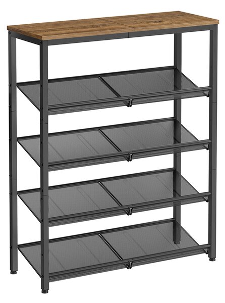 VASAGLE Botník 5 polic 75 x 93 x 28 cm industriální černý