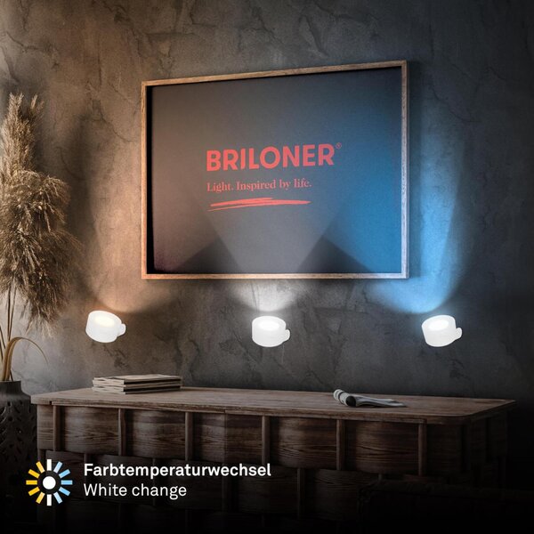BRILONER Tari nástěnné bodové svítidlo - 1,6W, 160lm, LED, nabíjecí, CCT, stmívatelné, bezdrátové, bílá 3896016