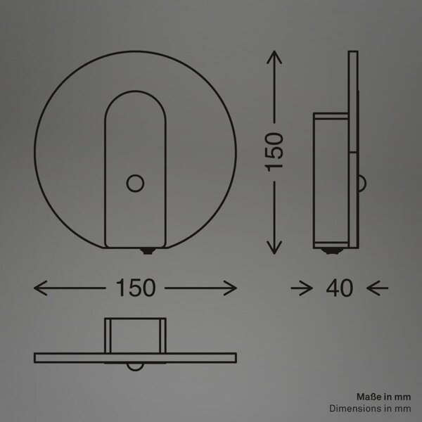 BRILONER Taro nástěnné svítidlo - 2,5W, 100lm, bezdrátové, LED, s pohybové čidlo, černá 3889015
