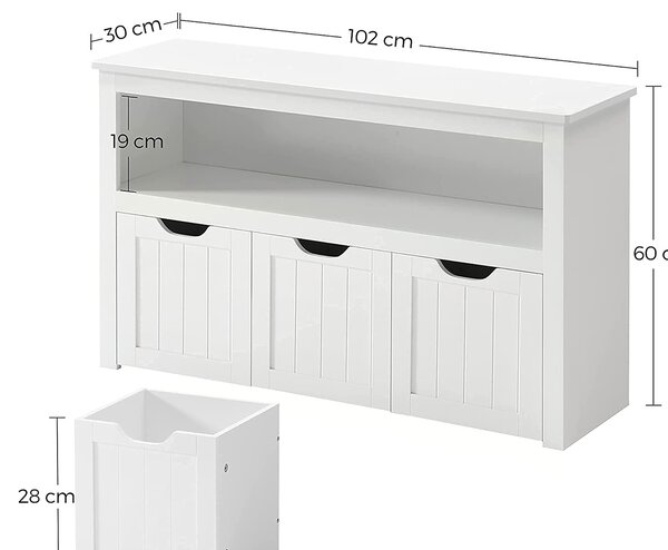 VASAGLE Skříňka na hračky se třemi kontejnery bílá