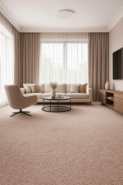 Associated Weavers, Metrážový koberec Spinta 49, na míru, šíře 4m, béžová, filc, ložnice