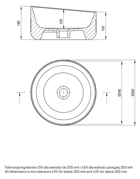 Deante Silia Hexa umyvadlo 36x36 cm kulatý na pult bílá lesk CDX_6U3S