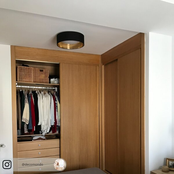 Stropní Lampa Lindby, Coleen, Černá, Obývací pokoj, Tkanina / Textil, Moderní