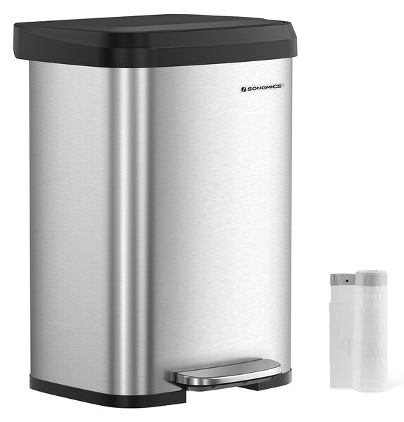 SONGMICS Odpadkový koš 50 l nerez černý
