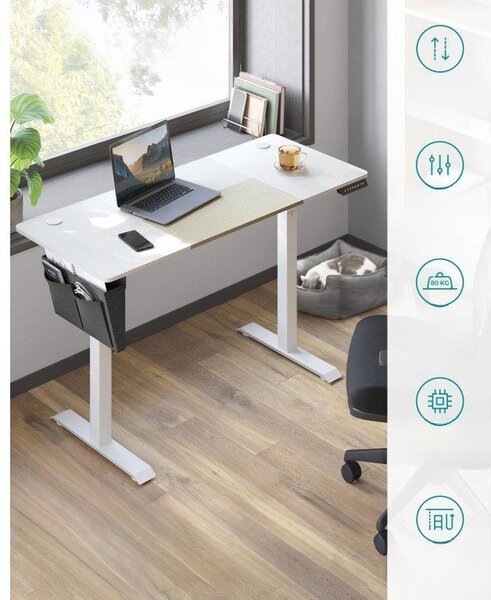 SONGMICS Polohovací stůl elektrický 140 x 60 cm bílý béžový