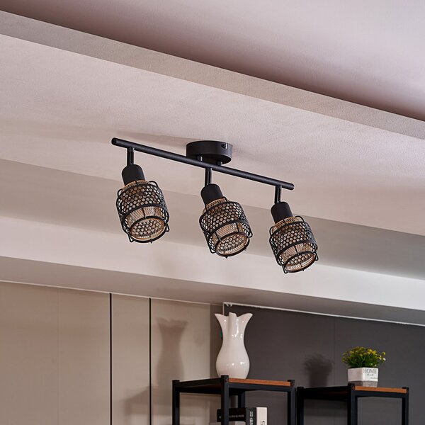 Stropní Lampa Lindby, Eudoria, stmívatelné, Černá, Obývací pokoj, Kov, Moderní