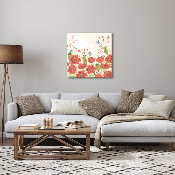 Obraz - Ptáčci na rozkvetlé louce (30x30 cm)