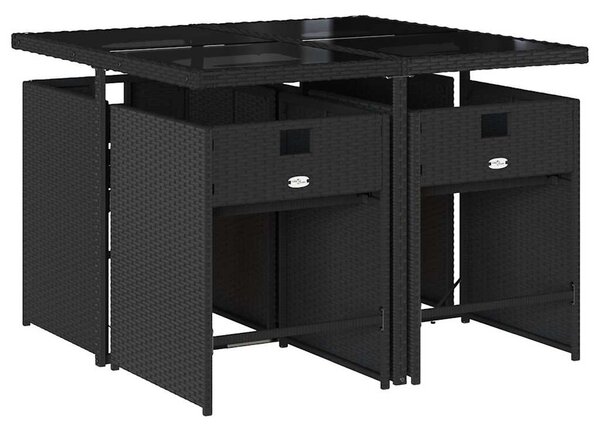 5dílný zahradní jídelní set s poduškami černý polyratan 3211074