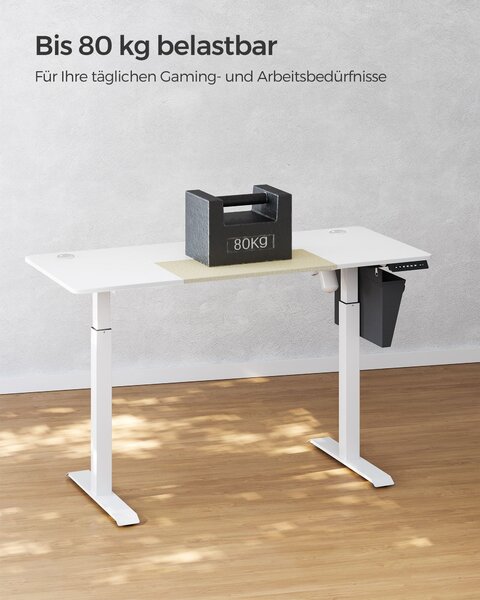 SONGMICS Polohovací stůl elektrický 140 x 60 cm bílý béžový