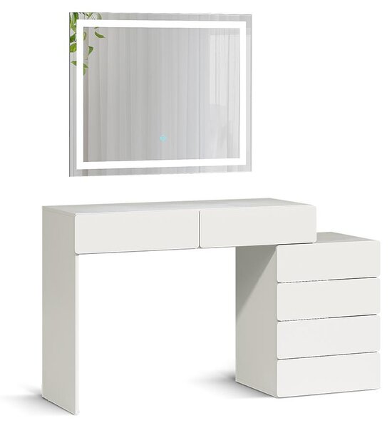 Toaletní stolek Vicco Alvia Bílá 100 cm s LED zrcátkem, Model 65351