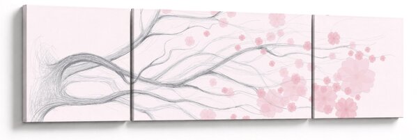 Obraz - Růžové květy (170x50 cm)