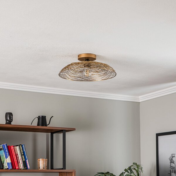 Stropní Lampa Lindby, Thorian, stmívatelné, Zlatá / mosazná, Obývací pokoj, Kov, Design