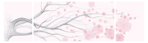 Obraz - Růžové květy (170x50 cm)