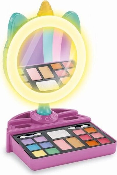 CLEMENTONI Kosmetické zrcátko Jednorožec s osvětleným rámečkem, make-up, doplňky pro vlasy a nehty, od 7 let