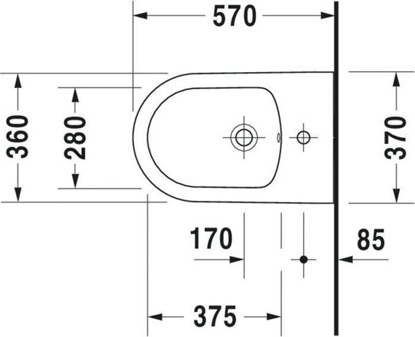 DURAVIT 22881500001 Nástěnný bidet ME by Starck 570 mm š.ÜL