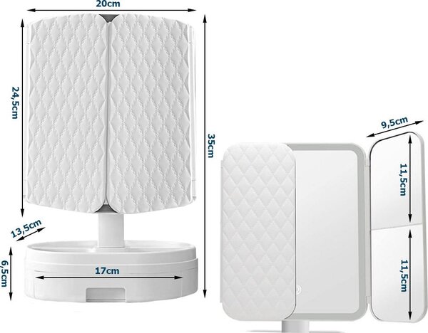 Verk 27028 Kosmetické zrcátko LED, 5x zvětšení růžová