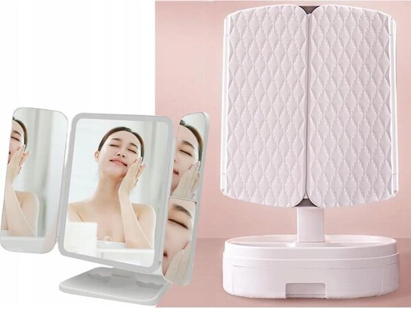 Verk 27028 Kosmetické zrcátko LED, 5x zvětšení růžová