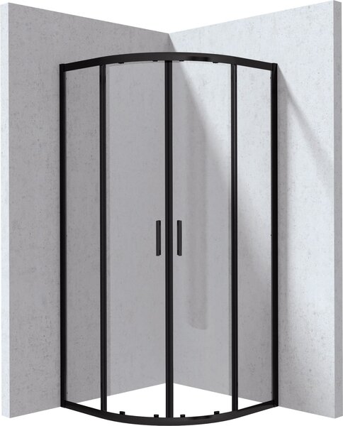 Deante Funkia Evo sprchový kout 90x90 cm půlkulatá černá matný/průhledné sklo KYP_N099P