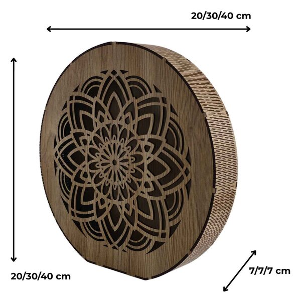 Stmívatelná dřevěná lampa Mandala | HEARF: HDF - Ořech 20 cm 4784-115165 LED0608