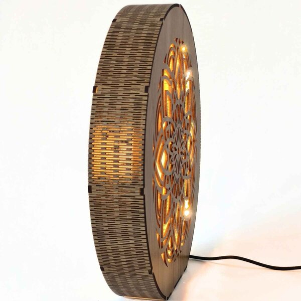Stmívatelná dřevěná lampa Mandala | HEARF: HDF - Ořech 20 cm 4784-115165 LED0608