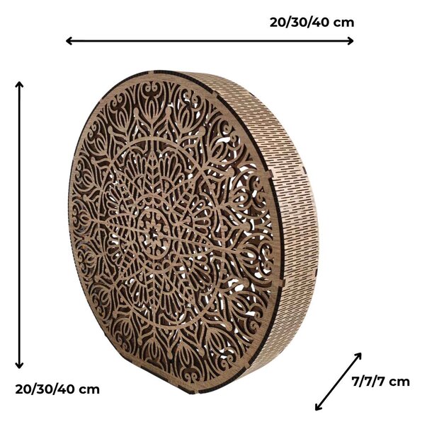 Dřevěná dekorativní lampa s mandalou | LYLI: HDF - Ořech 20 cm 4783-115150 LED0604