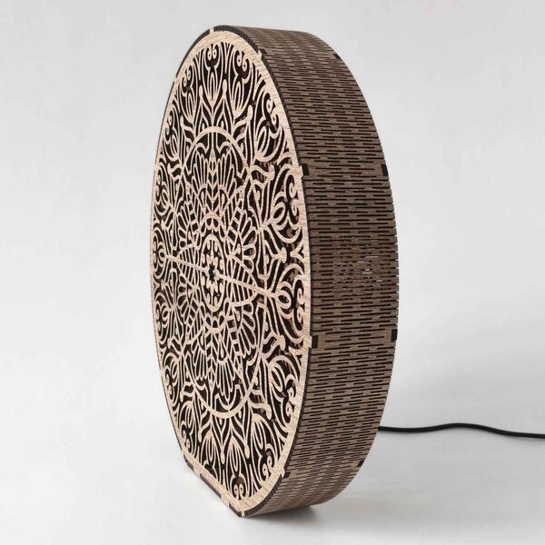 Dřevěná dekorativní lampa s mandalou | LYLI: HDF - Ořech 20 cm 4783-115150 LED0604