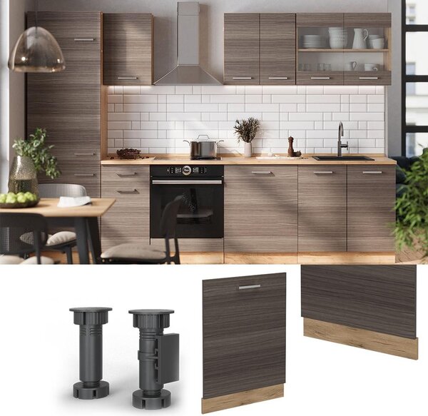 Čelní panel myčky Vicco R-Line Ušlechtilá šedá 60 cm s pracovní deskou, Model 55054