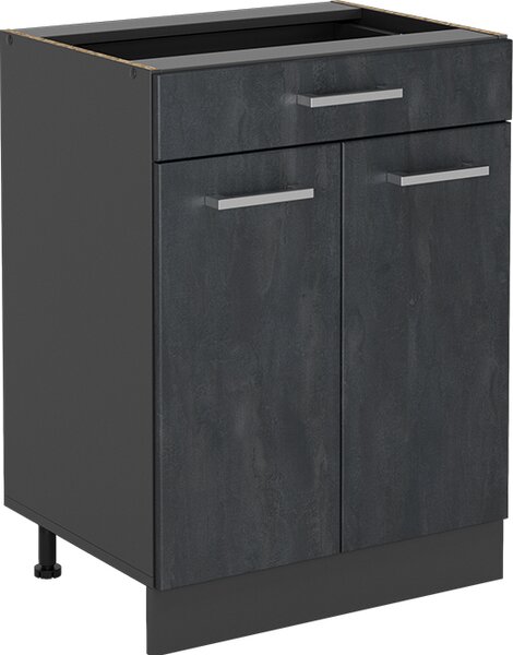 Spodní skříňka kuchyňské linky Vicco R-Line Černý beton 60 cm se zásuvkou, bez pracovní desky, Model 47474