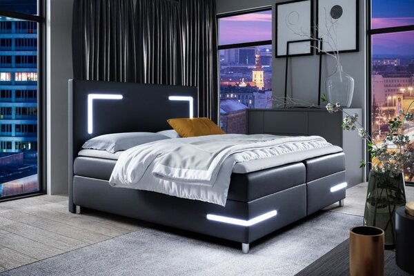 Postel boxspring Harmony Led 180x200 cm - výběr barev + topper ZDARMA