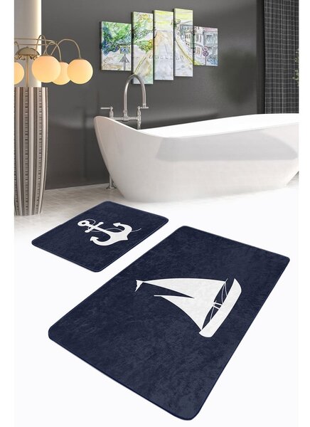Tmavě modré koupelnové předložky v sadě 2 ks 60x100 cm – Mila Home