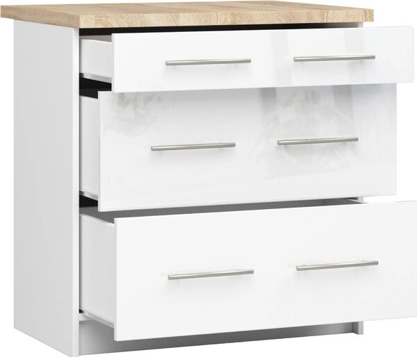 AKORD Furniture Factory KS0POLIBIABIAPOL3S015, Bílá, 16 mm, 3 zásuvka/zásuvek, 460 mm, 800 mm, 850 mm