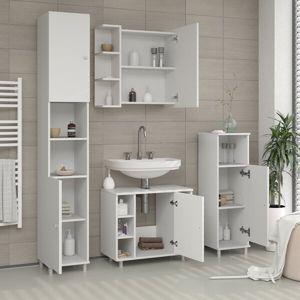 Koupelnová zrcadlová skříňka Vicco Fynn Bílá 62 x 64 cm, Model 26656