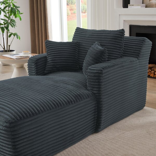 LVHOM Moderní sametové relaxační křeslo Chaiselongue s polštářem, pohodlná podlahová pohovka, nosnost až 150 kg, bez montáže, 166 x 100 x 82 cm, tmavě šedá
