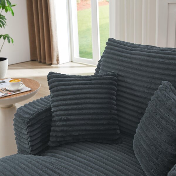LVHOM Moderní sametové relaxační křeslo Chaiselongue s polštářem, pohodlná podlahová pohovka, nosnost až 150 kg, bez montáže, 166 x 100 x 82 cm, tmavě šedá