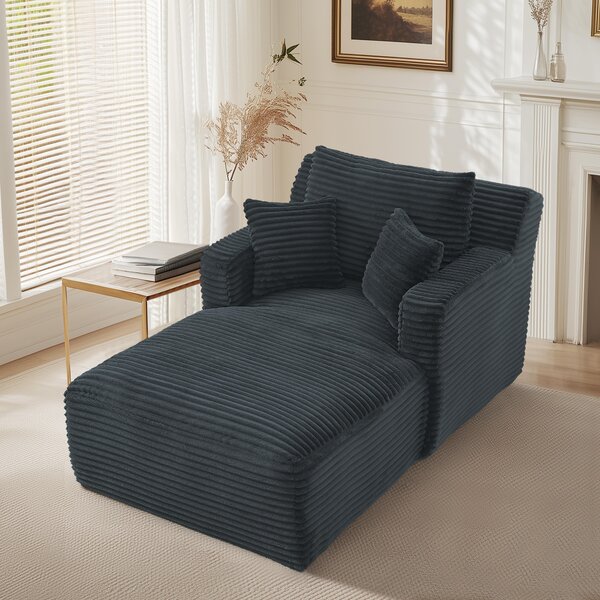 LVHOM Moderní sametové relaxační křeslo Chaiselongue s polštářem, pohodlná podlahová pohovka, nosnost až 150 kg, bez montáže, 166 x 100 x 82 cm, tmavě šedá