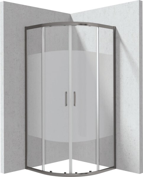 Deante Funkia Evo sprchový kout 80x80 cm půlkulatá grafitová matný/vzorované sklo KYPDE88P