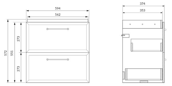 Cersanit Milagros skříňka 59.4x37.4x55.1 cm pod umyvadlo závěsná bílá S1021-008