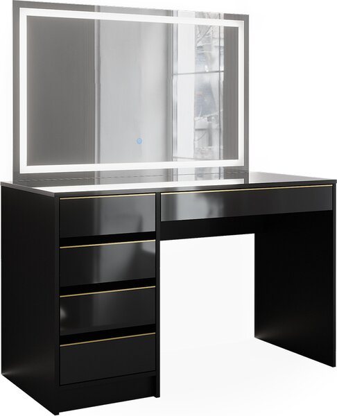 Toaletní stolek Vicco Sherry Černá/zlatá 120 cm se zrcadlem LED, Model 47713