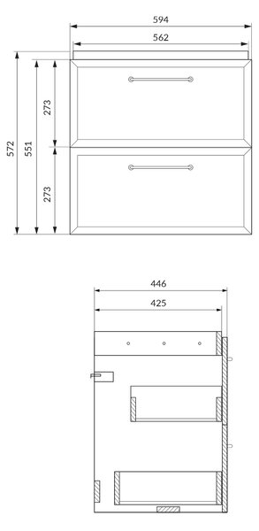Cersanit Milagros skříňka 59.4x44.6x55.1 cm pod umyvadlo závěsná černá S1021-002