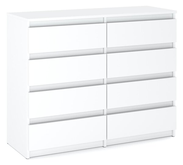 STIV Möbel | Komoda s 8 zásuvkami | Bílý Mat | 120 cm | moderní & bezúchytková | Lonice & Obývák