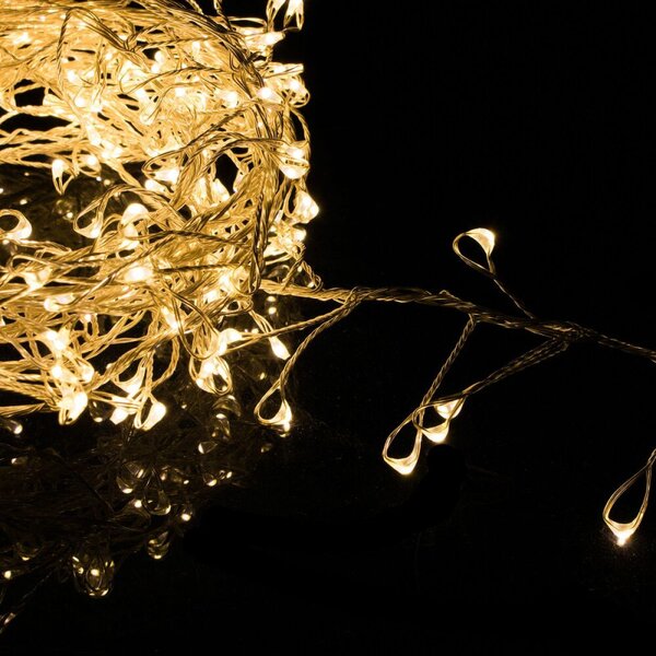 LED řetěz Nano Ježek - 3m, 100LED, 3xAA, teplá bílá